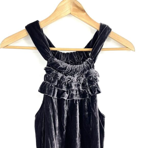 Sundance Tank Top Size Small Womens Purple Velvet Ruffled Halter Festival Boho - Picture 2 of 6